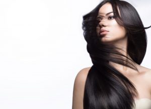 model with beautiful long straight hair