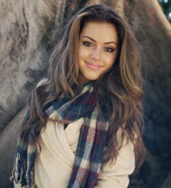 beautiful long wavy hair on model